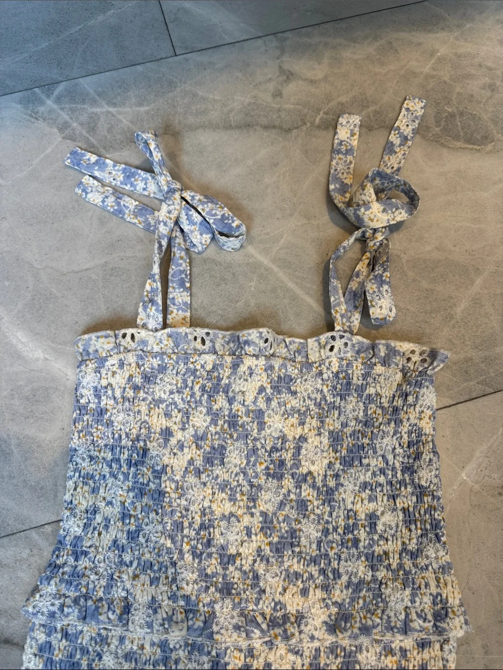 Katie J NYC Girl’s Evan Ruffled Dress Blue and White Floral print.